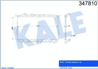 SU RADYATÖRÜ HYUNDAI SONATO IV 2.0/2.4 16V 2.5/2.7 V6 XG (30) 98=> KIA MAGENTIS 2.0 2.5 V6 01=> (MT) [BRAZING] [400×718×16] resmi
