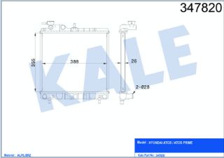SU RADYATÖRÜ HYUNDAI ATOS 1.0I 98=> (MT) [BRAZING] [355×388×26] resmi