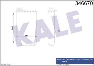 KALORİFER RADYATÖRÜ OPEL OMEGA A 239X147X36 OTO.-MEK. resmi