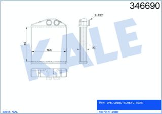 RADYATÖR KALÖRİFER CORSA C 00-06  TIGRA B 04=  BRAZING resmi