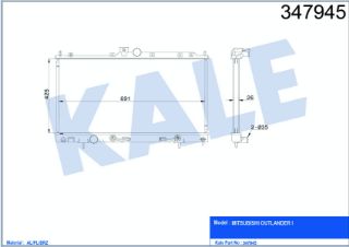 SU RADYATÖRÜ MITSUBISHI OUTLANDER 2.0 TURBO 2.4 03<07 (AT) (AC) [BRAZING] [425×691×26] resmi