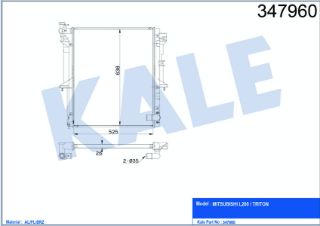 SU RADYATÖRÜ MITSUBISHI L200 / TRITON 2.5DI-D 05=> (MT) (AC/NAC) [BRAZING] [525×638×26] resmi