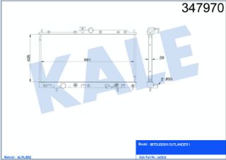 SU RADYATÖRÜ MITSUBISHI OUTLANDER 2.4 16V 03<07 (AT) [BRAZING] [425×691×26] resmi