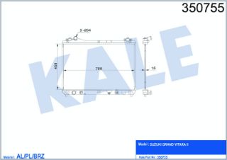 SU RADYATÖRÜ SUZUKI GRAND VITARA II 2.0 05<11 , 2.4 09<15 (MT) [BRAZING] [450×798×16] resmi