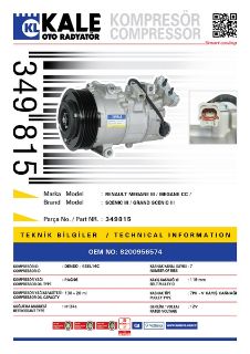 KLİMA KOMPRESÖRÜ RENAULT MEGANE III MEGANE CC SCENIC III GRANDE SCENIC III 1.9DCI 2.0TCE 08=> [7PK V KAYIŞ KASNAĞI] [119MM] resmi
