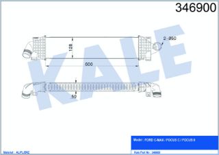 TURBO RADYATÖRÜ İNTERCOOLER FOCUS-CMAX 1.6TDCI 03=> 600X128X50 AL-PL-BRZ resmi