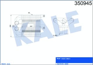 TURBO RADYATÖRÜ ISUZU D-MAX I 2.5DITD 07<12 3.0DITD 02<12 <PLAKA TİPİ> [BRAZING AL/AL] [247×292×65] resmi