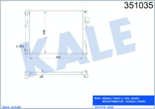 SU RADYATÖRÜ RENAULT TRAFIC II OPEL VIVARO NISSAN PRIMASTAR 1.9DCI/DTI 2.0 2.0 16V 01=> (MT) [BRAZING] [560×448×26] resmi