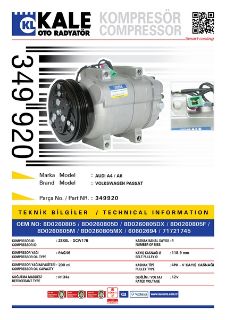 KLİMA KOMPRESÖRÜ AUDI A4 A6 VOLKSWAGEN PASSAT 1.6 1.8T 1.9TDI 95<05 [4PK V KAYIŞ KASNAĞI] [118.9MM] resmi
