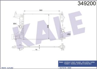 SU RADYATÖRÜ OPEL ASTRA J-ASTRA GTC J-ZAFİRA TOURER C CHEVROLET CRUZE J300-CRUZE J305-CRUZE J308-ORLANDO J309 579X397X16 AL/PL/BRZ MANUEL resmi