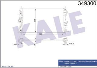 SU RADYATÖRÜ OPEL ASTRA J-ASTRA GTC J-ZAFİRA TOURER C CHEVROLET CRUZE J300-CRUZE J305-CRUZE J308-ORLANDO J309 680X397X28 AL/PL/BRZ resmi
