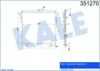 SU RADYATÖRÜ FORD RANGER 2.2/3.2TDCI 11=> (MT) [BRAZING] [605×639×16] resmi