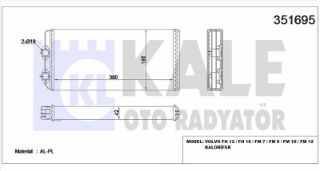 KALORİFER RADYATÖRÜ VOLVO TRUCKS VOLVO FH12 93=> F H16 93<99 FM12 98<05 FM7 98<01 FM9 01<05 AL/MKNK 380×195×42 resmi
