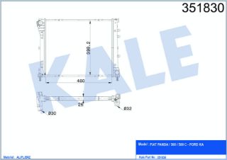 SU RADYATÖRÜ PANDA 1.3 JTD 12> 500-500 C 1.3 MULTİJET 1.4 16V 07> KA 1.3 TDCI 08> resmi