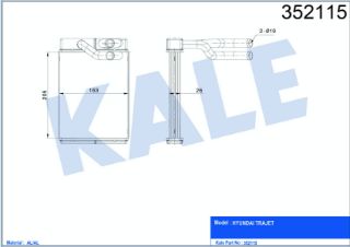 KALORİFER RADYATÖRÜ HYUNDAI TRAJET 2.0CRDI 2.0 16V 2.7V6 24V 99=> (BORULU) [BRAZING AL/AL] [205×163×26] resmi