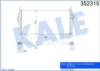 TURBO RADYATÖRÜ P407 P407 SW P607 CITROEN C5 II-III C6 2.2/2.7HDI 05=> [BRAZING] [720×357×32] resmi