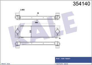 TURBO RADYATÖRÜ FORD TRANSİT 2.2/3.2TDCI 06-> [600X202X58] resmi