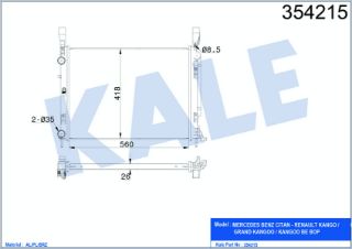 SU RADYATÖRÜ MERCEDES BENZ CITAN (415) 108/111CDI 12=> RENAULT KANGOO 1.5DCI 1.6 16V 08=> (MT) [BRAZING] [560×418×26] resmi