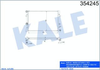 SU RADYATÖRÜ AUDI A3 SKODA OCATAVIA II YETİ VOLKSWAGEN CADDY III GOLF VI BEETLE JETTA IV TOURAN 1.2TSI 09=> (MT) [BRAZING] [625×452×32] resmi