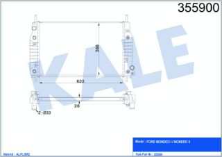 SU RADYATÖRÜ MONDEO 96=> 620X388X26 AL-PL-BRZ resmi