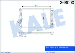 SU RADYATÖRÜ OTOMATIK A4-A6-SUPERB-PASSAT 1.6-1.8-1.9TDI 95-00 632X398X32 AL-PL-BRZ OTOMATIK resmi