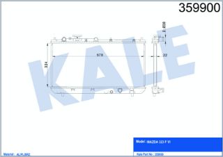 SU RADYATÖRÜ MAZDA 323 FVI, 323 SVI 1.4/1.5/1.9 16V 98<01 (MT) (AC/NAC) [BRAZING] [324×678×22]
 resmi