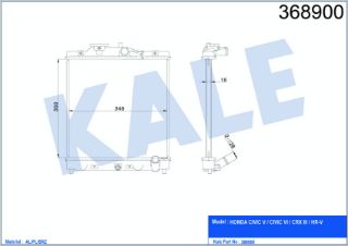 SU RADYATÖRÜ HONDA CIVIC V-VII 1.4I 1.5/1.6 16V 96=> HR-V 1.6 16V 99=> (MT) (AC/NAC) [BRAZING] [350×348×16] resmi