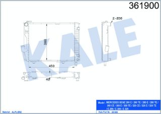 SU RADYATÖRÜ MERCEDES BENZ (E-CLASS) W124/S124/A124 E280-320/T 93<98 KOMBI-T S124 SEDAN W124 260E-320E/T 85<92 CABRIOLET A124 COUPE C124 300CE 87<93 (AT) [BRAZING] [450×368×40] resmi