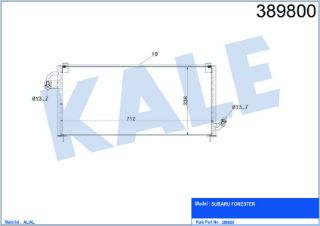 KLİMA RADYATÖRÜ SUBARU FORESTER 2.0 2.0S TURBO 98<02 (AT/MT) KURUTUCUSUZ [BRAZING AL/AL] [692×338×16] resmi