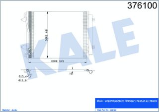 KLİMA RADYATÖRÜ VOLKSWAGEN PASSAT 05=> CC (358) 11=> 1.4/1.8/2.0TSI 3.2/3.6FSI KURUTUCU İLE [BRAZING AL/AL] [573×461×16] resmi