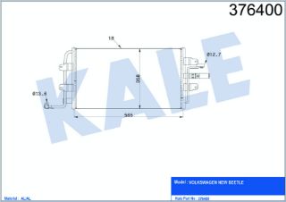 KLİMA RADYATÖRÜ VOLKSWAGEN NEW BEETLE 1.6 1.8T 1.9TDI 2.0 98=> KURUTUCUSUZ [BRAZING AL/AL] [543×358×18] resmi