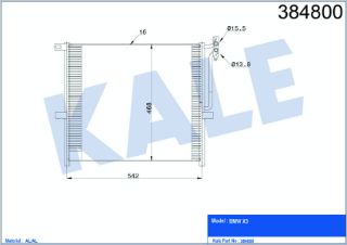 KLİMA RADYATÖRÜ BMW X3 (E83) 2.0İ 2.5İ 3.0İ 04<11 KURUTUCU İLE [BRAZING AL/AL] [522×468×16] resmi