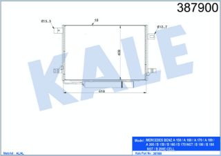 KLİMA RADYATÖRÜ MERCEDES BENZ (A-CLASS) W169 A150, A160, A170, A180, A200, A150/180CDI 04<12 (B-CLASS) W245 B150, B160, B170, B180, B200, B180/200CDI 05<11 (MT) KURUTUCUSUZ [BRAZING AL/AL] [598×408×16] resmi