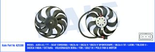 FAN MOTORU-290 MM 220/60W (VW GOLF 98-06  POLO 95-08  AUDI A3 97-03  SEAT LEON 00-06  SKODA OCTAVIA 97-11) resmi