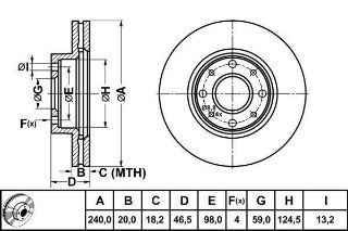 ÖN  FREN AYNASI (DİSKI) MAREA PALİO ALBEA ALFA ROMEO 145 146 1,2 / 1,4 / 1,6 / 1,9 resmi