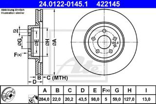 ÖN  FREN AYNASI (DİSKI) DOBLO III EGEA 1,3 / 1,6 / 2,0 10>ALFA ROMEO 147 156 (5 BİJON 284MM) resmi