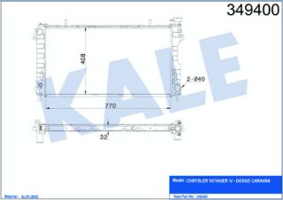 RADYATÖR CHRYELER VOYAGER IV AL-PL-BRZ 770X412X26 resmi