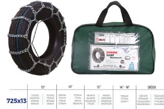 PATİNAJ ZİNCİRİ BİNEK VE HAFİF TİC.ARAÇ SERME 13-14-15-16 JANT 725X13 ZİNCİR EBATLARI İÇİN RESİME resmi