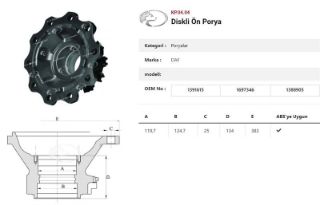 DINGIL PORYASI ÖN TEKER DISKLI DAF XF SERISI resmi