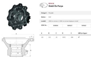 DINGIL PORYASI ÖN TEKER DISKLI  DAF CF SERISI 2006 VE SONRASI resmi