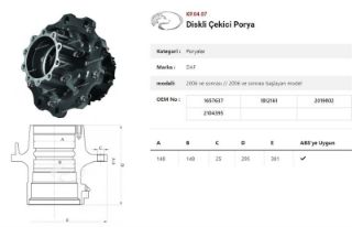 DINGIL PORYASI ARKA TEKER ÇEKICI DISKLI DAF CF SERISI 2006 VE SONRASI resmi
