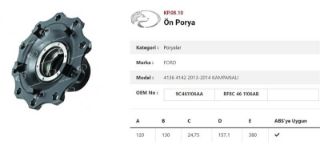 DINGIL PORYASI ÖN TEKER KAMPANALI FORD 4136   4142 2013-2014 resmi