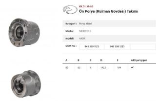 DINGIL PORYASI ÖN TEKER DISKLI RULMANLI KIT MERCEDES BENZ ACTROS AXOR 18040 resmi