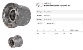 DINGIL PORYASI DISKLI ÖN RULMAN TASIYICISI KIT MERCEDES AXOR ACTROS 1840 4140 resmi
