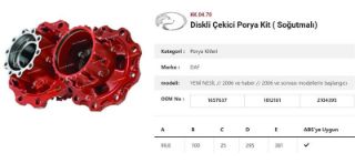DINGIL PORYASI ARKA TEKER DISKLI SOGUTMALI RULMANLI KIT DAF Y.M 2006 VE SONRASI resmi
