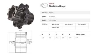 DINGIL PORYASI  ARKA TEKER  ÇEKICI DISKLI  MERCEDES  ATEGO 1517/1518 904-906 resmi