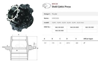 DINGIL PORYASI ARKA TEKER MERCEDES  AXOR ÇEKICI 1840 / 1848 / 2528 / 3228 / 3240 / 2523 resmi