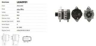 ALTERNATÖR 12V 85A CHEVROLET LACETTİ AVEO KALOS DAEWOO (DELCOREMY TIPI) resmi