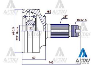 AKS KAFASI DIŞ ACCORD 03-08 BENZİNLİ 28X32X63 resmi