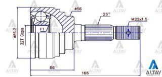 AKS KAFASI DIŞ CARINA  AVENSİS 96-99  ABSLİ 26X56X32 resmi